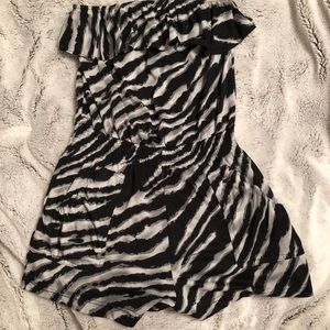 Zebra Print Strapless Romper